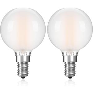 G16.5 LED Light Bulb 40W Equal 4W Type G Bulb,Dimmable Frosted E12 Globe Bulb,Round Candelabra Light Bulbs for Chandelier,Bathroom Vanity,Pendant,Warm White 2700K 400LM,Pack of 2