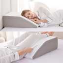 Ruqmuis Leg Elevation Pillow for After Surgery, 8inch Foam Leg Elevating Pillow for Swelling and Blood Circulation, Leg Wedge Pillow for Sleeping, Knee Pillow for Knee Hip Ankle Pain Relief, White