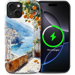 Case for iPhone 14 Plus, Magnetic Hybrid Shockproof Protective Phone Case with MagSafe Compatible Design, Lemon Coast