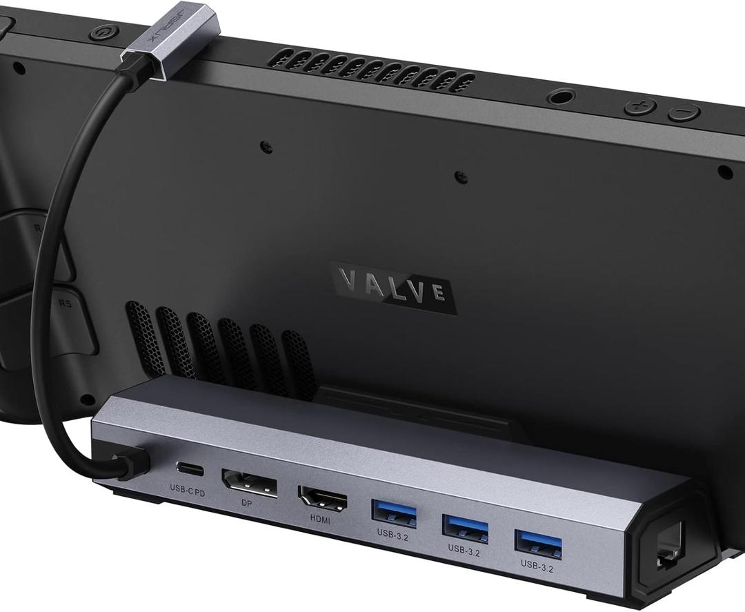 JSAUX Docking Station for Steam Deck/Rog Ally/Legion Go, 7-in-1 Steam Deck Dock with HDMI 4K@60Hz, DisplayPort, Gigabit Ethernet, USB A 3.2 and 100W Charge Compatible with Steam Deck OLED-HB0702