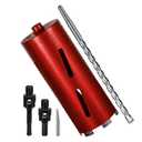 SALI Diamond Core Drill Bits 4" Diameter 10"/254mm Drilling Depth 5/8-11" Thread Core Bit Turbo Laser-Welded Segments for Cured Concrete with Brick Block Masonry with Two AdaptersRed
