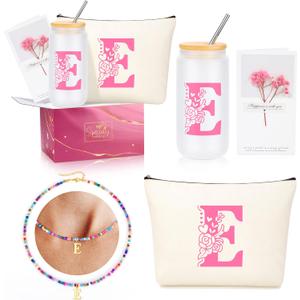 Teen Girl Gifts Trendy Stuff, Easter Birthday Gifts for Teen Girls Personalized Monogrammed Pink Gifts for Women Initial E Christmas Valentines Day Ideas Present
