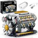 V8 Engine Model Kit That Runs, Build Your Own Mini Visible Car Motor, Physical Science Experiment Building Set for Adults & Teens, STEM Toy Gift for Boys 14+ (703 PCS)