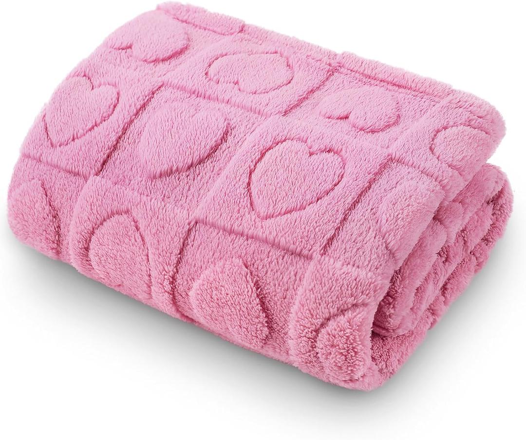 Luciphia Small Dog Blanket Washable Pet Bed Cover Soft Fluffy Puppy Blanket with Premium Fleece 300GSM Cozy Calming Cat Blankets for Indoor Cats Pink 30x20 inch