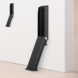 HOMOTEK Kickdown Door Stopper for Bottom of Door, Foldable Door Stop with Self Adhesive, Heavy Duty No Drilling Portable Door Stoppers, Black 2 Pack