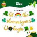 2 x 3pcs St Patricks Day Decorations Banner Pre-Assembled Gold Glitter Let the Shenanigans Begin Hanging Banners Irish Lucky Shamrocks Pot Hat Garlands Sign for Party Decorations