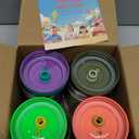 Sursip 10 oz Stainless Steel Kids Cups with Silicone Sleeves & Straws | Spill-Proof Sippy Cup for Drinks & Snacks, Smoothie Cups for Toddlers, BPA-Free, Dishwasher Safe (4 Pack-Dog/Cosmic Dino/Jungle Dino/Ocean Realm)