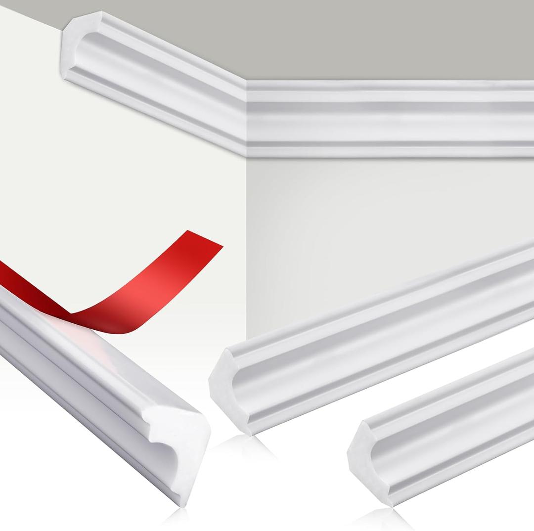 5 Pcs Peel and Stick Ceiling Crown Molding Trim Total 16.4 ft Length 2" Wide Self-Adhesive Crown Molding Polystyrene Foam Ceiling Trim for DIY Wall Home Hotel Indoor Corner Craft Decor