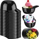 Baderke Ice Cream Dessert Baseball Cap Bowls Baseball Helmet Snack Bowl 8 oz Mini Party Cap Bowls Helmet Chip Sundae Plastic Cups for Birthday Party Supplies(Black,18 Pack)