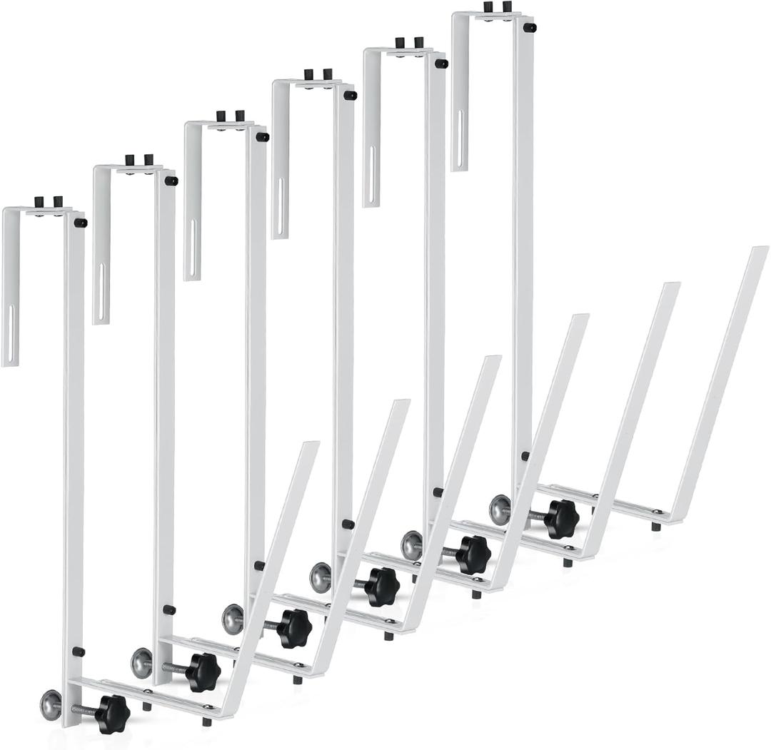 6 Pcs Solar Cover Holder for Above Ground Pool Adjustable Solar Holder Metal Equipment Storage Hooks for Framed Above Ground Swimming Pools (White)