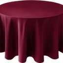 Biscaynebay Textured Fabric Round Table Cloth 90", Burgundy Water Resistant Washable Tablecloths Circle Folding Table Covers Linen for Dining, Kitchen, Wedding & Parties etc.