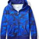Amazon Essentials Boys and Toddlers' Fleece Long-Sleeve Zip-Up Sweatshirt Hoodie (Previously Spotted Zebra) (2T, Blue Camo)