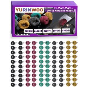 100 PCS Abrasive Buffing Wheels for Dremel, Thickened Polishing Kit 1/8 Inch Shank for Rotary Tool Accessories, Polishing Wheel Set for Metal Rust Wood Glass Watch Brass