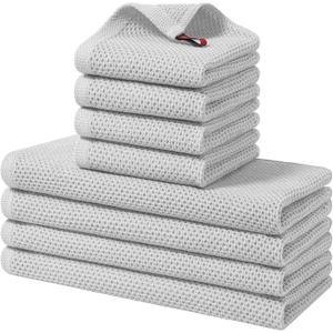 Homaxy 100% Cotton Kitchen Towels and Dishcloths Set, 12 x 12 Inches and 13 x 28 Inches, Set of 8 Bulk Kitchen Towels Set, Ultra Soft Absorbent Dish Cloths for Washing Dishes, Light Gray