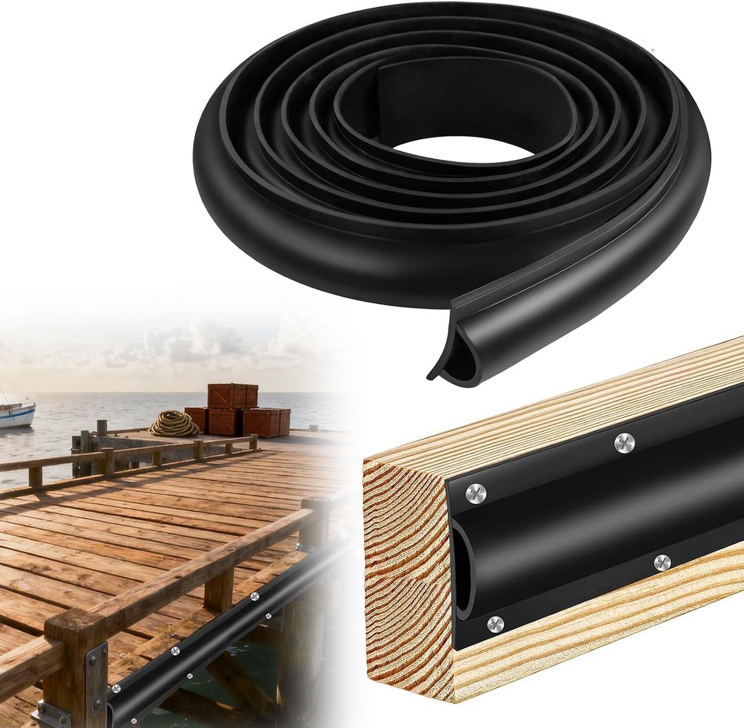 Boat Dock Bumpers, 13 Feet/26 Feet Dock Edging Guard for Piling and Pier Rub Rail for Boats Protection Black Dock Fender Bumper Includes Mounting Screws