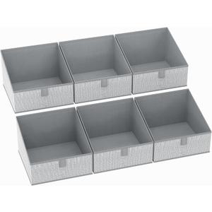 DIMJ Closet Storage Bins 6 Pack - Fabric Trapezoid Closet Organizer Bin, Foldable Storage Baskets for Shelves, Closet Shelf Organizer, Clothing Storage Box for Toys, Books, Towel, Clothes, Gray (6 Bins 11.4"x11.4"x7.8")