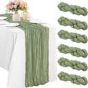 6 Pieces Sage Green 10FT Cheesecloth Table Runner Boho Gauze Fabric Table Runner Rustic Sheer Runner for Wedding Birthday Baby Shower Party Boho Table DecorationSage Green