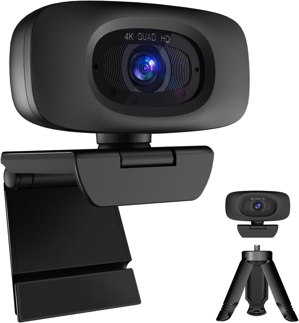 4K Webcam for Streaming Webcam for PC, 1/2.5'' Sensor, Autofocus, 2 Noise Reduction Mics, Built-in Privacy Cover, for PC/Zoom/Skype/Team/Laptop/MacBook/Windows