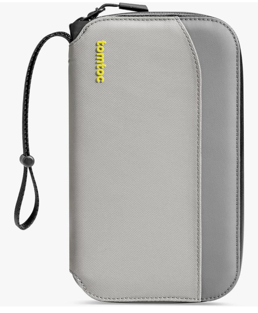 tomtoc Passport Holder Family with RFID Blocking, Passport Wallet Women Men, with Airtag & Sim Card Holder and Eject Pin, Travel Document Organizer with Wrist Strap, Up to 4 Passports, Water-resistant