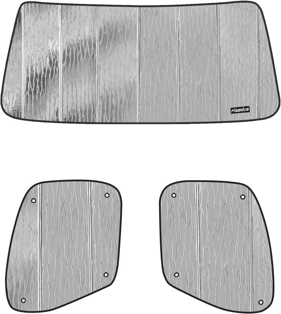 Windshield & Side Window Sunshades for Freightliner 108SD / 114SD & Plus 2012-2025, Reversible Silver/Black