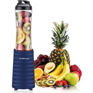 La Reveuse Smoothies Blender Personal Size 300 Watts with 18 oz BPA-Free Portable Travel Sports Bottle,Navy