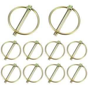 MBAIYO 10Pcs Heavy Duty Lynch Pin Assortment Kit with Ring, 1/4 Inch Pin Locks Round Carbon Steel Linch Pins Trailer Coupler Pins for Trailers Farm Tractors Trucks Lawn Mowers And Industrial Equipment