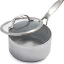 GreenPan Venice Pro Tri-Ply Stainless Steel 3.3QT Saucepan with Lid, Healthy Ceramic Nonstick PFAS-Free, Multi Clad, Induction, Dishwasher Safe, Oven Safe, Silver