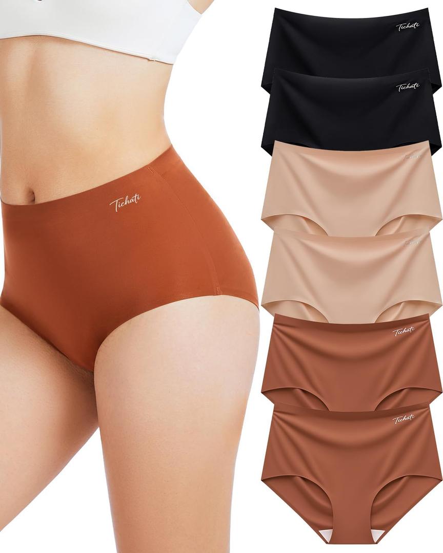 Womens Underwear Seamless Full Coverage Breathable Briefs No Show Silky Stretch High Waisted Ladies Panties 6 Pack (XL)