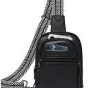 3L SMALL Sling Bag Fanny Packs For Women Men Mini Crossbody Chest Belt Travel Bag Purse Handbag Faux Leather Fashion Cute (Black)