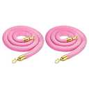 PATIKIL 6 Feet Pink Velvet Stanchion Rope, 2 Pack Crowd Control Barrier Rope with Snap Hooks for Posts Stands Queue Divider of Hotel Theater, Golden