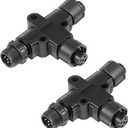 2 Pack NMEA 2000 (N2k) (Tee) 3 Port 5Pin M12 Thread IP67 Waterproof (Tee) T-Connector for Garmin Lowrance Simrad B&G Navico Networks, Boat/Yacht Series Ship/Yacht Parts
