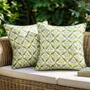 MIULEE Floral Decorative Pillow Covers Set of 2,Block Print Throw Pillowcases Outdoor Boho Farmhouse Vintage Summer Accent Cushion Covers for Couch paito Garden Sofa Bed 18x18 Inch, Green