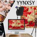 YYNXSY Rustic Wood Valentine's Day Backdrop Brown Wood Light Bulbs Red Love Hearts Galentine's Day Photography Background Wedding Decorations Happy Valentine's Day Photobooth 8X6FT YY-5015