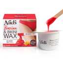 Nad's Brazilan & Bikini Wax Kit, Hair Removal For Women, Body Wax Specifically For Coarse Hair, At Home Waxing Kit With Hard Wax + Calming Oil Wipes + Wooden Spatula
