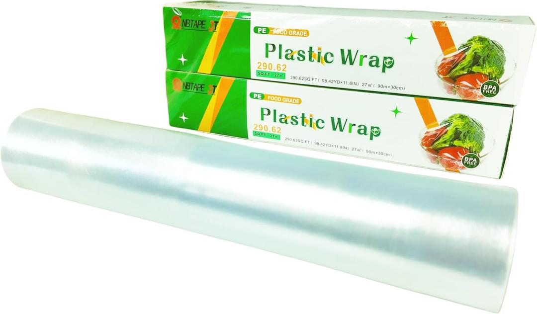 Plastic Wrap for Food Cling Wrap, Press and Seal Plastic Wrap Microwave Safe, BPA-Free, for Restaurant, Kitchen290 Square Foot x 11.8 Inch, 2 - Pack (No Dispenser)