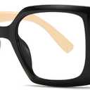 bullabulling Retro Square Blue Light Blocking Reading Glasses For Women Men Oversized Anti Anti Glare UV Eyewear (Black/White), +2.50