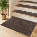 COSY HOMEER Edging Stair Treads Non-Slip Corner Indoor Stair Runners for Wooden Steps,Landing Slip Resistant Stair Rugs for Kids and Dogs, 100% Polyester TPE Backing,Brown,20"X32"