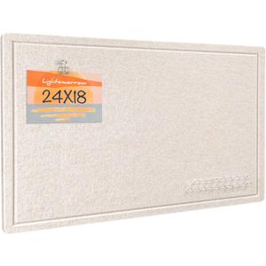 Bulletin Board, 24 x 18 inches Decorative Felt Pin Board, Vision Board Cork Board Alternative for Wall, Foldable Photo Board with 20 Pushpins - Oatmeal