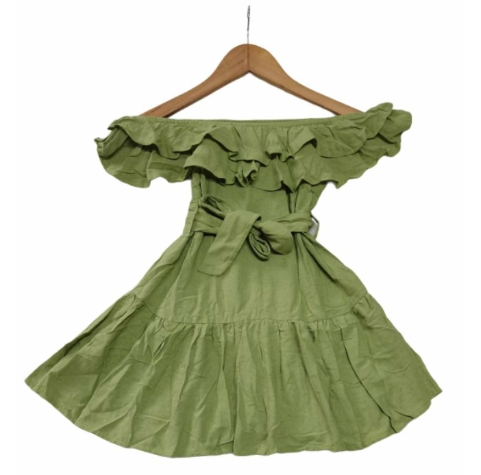 Offshoulder Kids Dress, No Brand, Small, Green