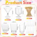 150 Pcs Plastic Dessert Cups with Spoons and Toothpicks, 2 to 5 oz 5 Styles Clear Mini Appetizer Cups Disposable for Serving Fruit Trifle Ice Cream Pudding Weddings Party (Clear, Basic)