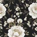 Boho Wallpaper Peel and Stick Dark Floral Wallpaper for Cabinet 17.5in x118in Vintage Contact Paper Waterproof Self Adhesive Modern Flowers Leaf Wall Paper for Room Walls Bathroom Decor (Black,Golden)