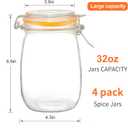 DANALLAN Wide Mouth Mason Jars, 4Pcs 32 oz Glass Jars with Airtight Lid Large Mason Canning Jars Clear Storage Canister Jars with Measurement Marks for Canning Flour Jam Jelly Coffee Sugar Beans