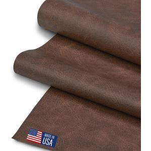 Faux Leather Fabric, Thick Durable Synthetic Repholstery Leather Vinyl, Soft Touch Distressed DIY and Craft Material - Individual 1 Yard Cut 36"x54" (Cocoa)