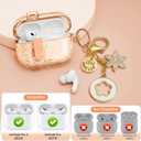 for Airpods Pro 2nd/1st Generation Case Rose Gold with Lock&Bling Keychain for Women&Girly,Cute Soft TPU Clear Cases Cove for Airpods Pro 2 Case with Cleaning Kit,Phone Holder Function