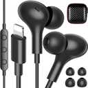 iMangoo for Apple MFi-Certified Headphones for Lightning Wired Earbuds Magnetic Ear Buds with HiFi Bass,3 Ear Tips Mic Corded Earphones for Gym, Commuting for iPhone 14 Plus 13 12 11 Pro Max Black