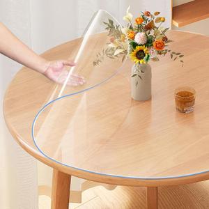 Vicwe Clear Round Table Protector 48 Inch,1.5mm Clear Round Table Cover Protector, Plastic Table Cover, PVC Rounds Table Pad for Coffee Table, Dining Room Tables