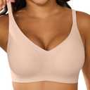 Xcutting Women's Supportive Wireless Jelly Bras for Women Seamless Comfort, Full Coverage, No Underwire, T-Shirt Women Bras, XXL