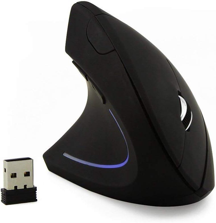 Wireless Mouse Ergonomic Vertical Left-Handed Mouse Ergo LED Light High Precision Optical Cordless Lightweight Left Hand Mice Women Men Gift for PC Computer Laptop Mac Office,1600 DPI,Side Buttons (Black 1)