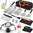 18PCS Griddle Accessories Kit, Flat Top Grill Accessories Set for Blackstone and Camp Chef, Grill Spatula Set with Enlarged Spatulas, Basting Cover, Scraper for Outdoor BBQ