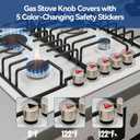 Stove Knob Safety Covers, 5Pcs Fits 90% Oven/Stove 5 Heat Alert Stickers Oven Knob Covers for Child Safety, 2nd Gen Kitchen Burner Childproofing, Gas Stove Knob Locks for Kid Baby Pet (Clear)